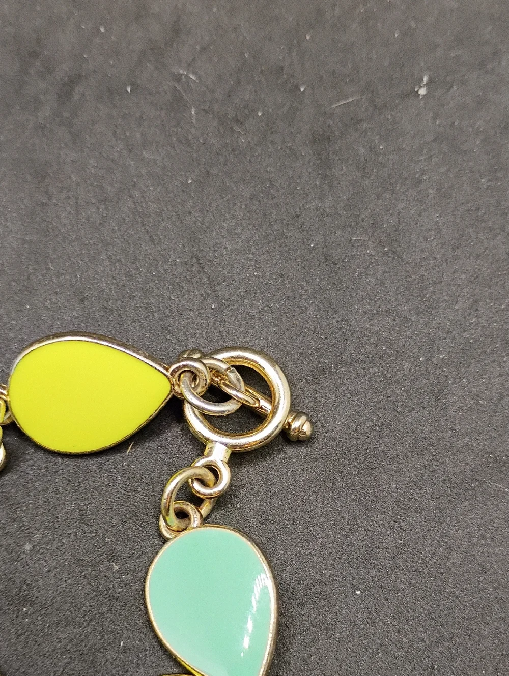 Gold-Tone Yellow & Mint Teardrop Bracelet